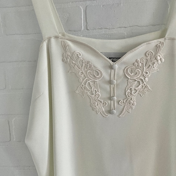 Vintage Cami lace Floral Embroidered Sweetheart neckline Vanilla white 3X - Picture 3 of 8
